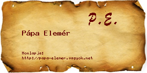 Pápa Elemér névjegykártya